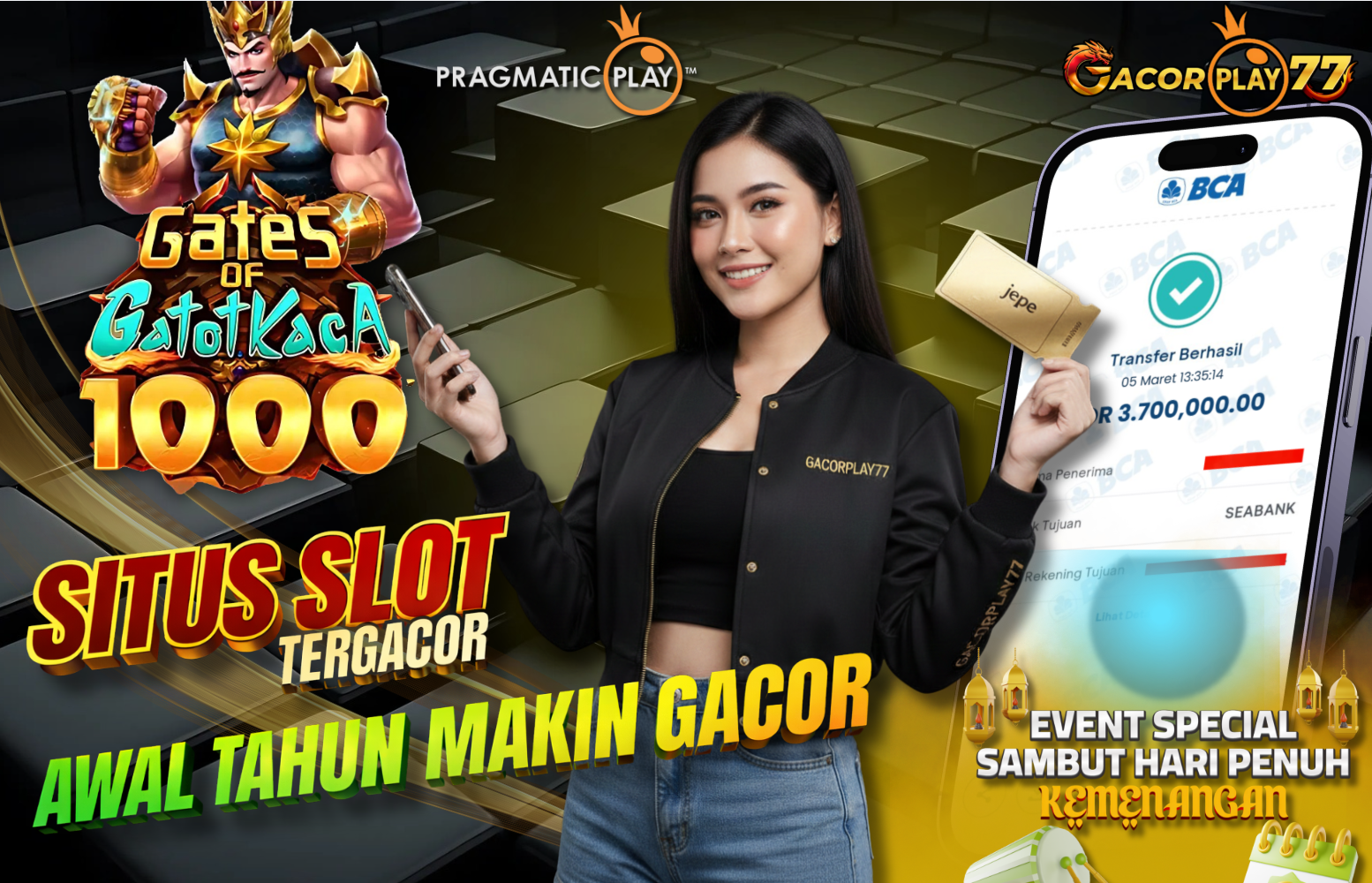 Selamat kepada user id : di***n Wede Rp 3.700.000 di Game GATES OF GATOTKACA 1000 PRAGMATIC PLAY Cair Gk Sampe 1 Menit! Menang Mudah di Gacorplay77